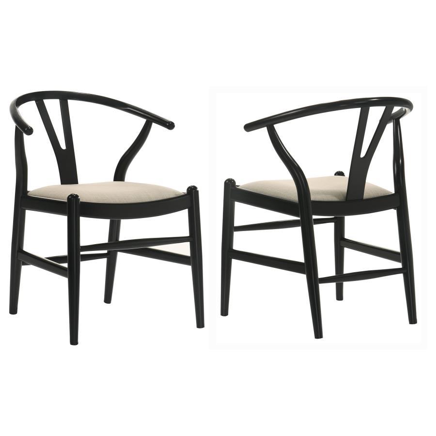 Crestmont - Wood Wishbone Dining Side Chair (Set of 2) - Black Chair Set modern furniture Contempo Furniture