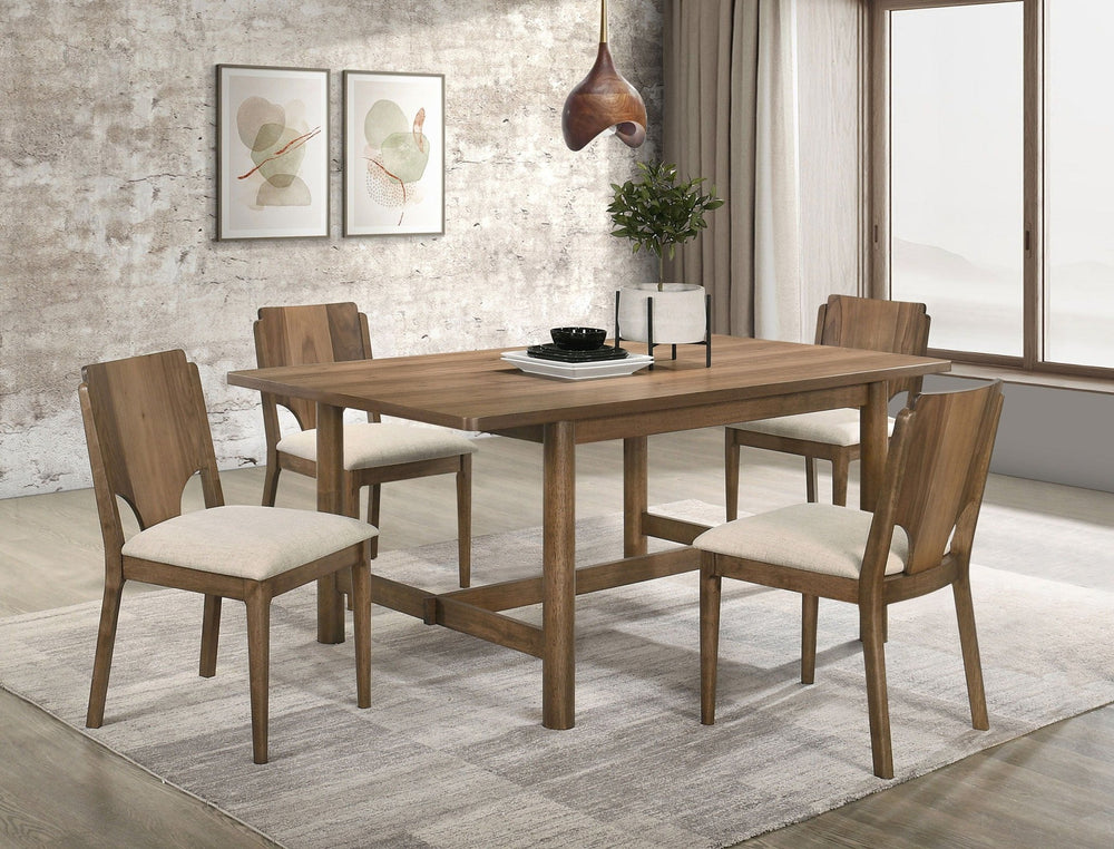 Crestmore - 5 Piece Rectangular Dining Table Set - Walnut 5 - Piece Dining Room Set modern furniture Contempo Furniture