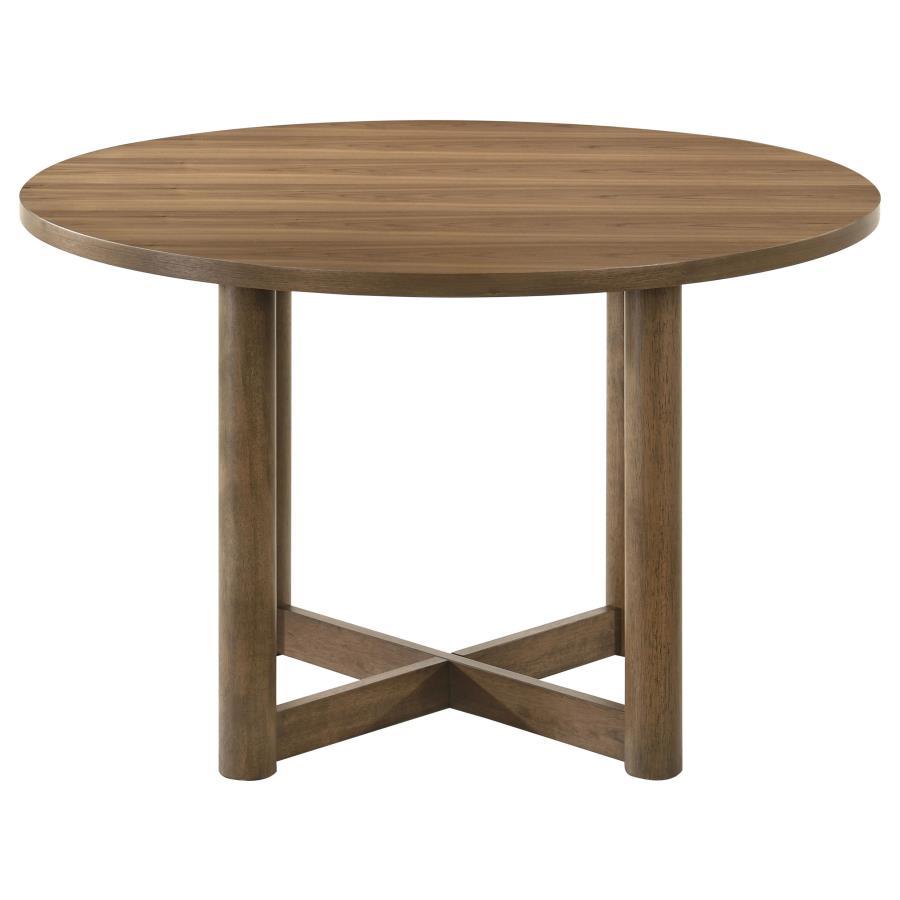 Crestmore - 5 Piece Round Wood Dining Table Set - Walnut 5 - Piece Dining Room Set modern furniture Contempo Furniture