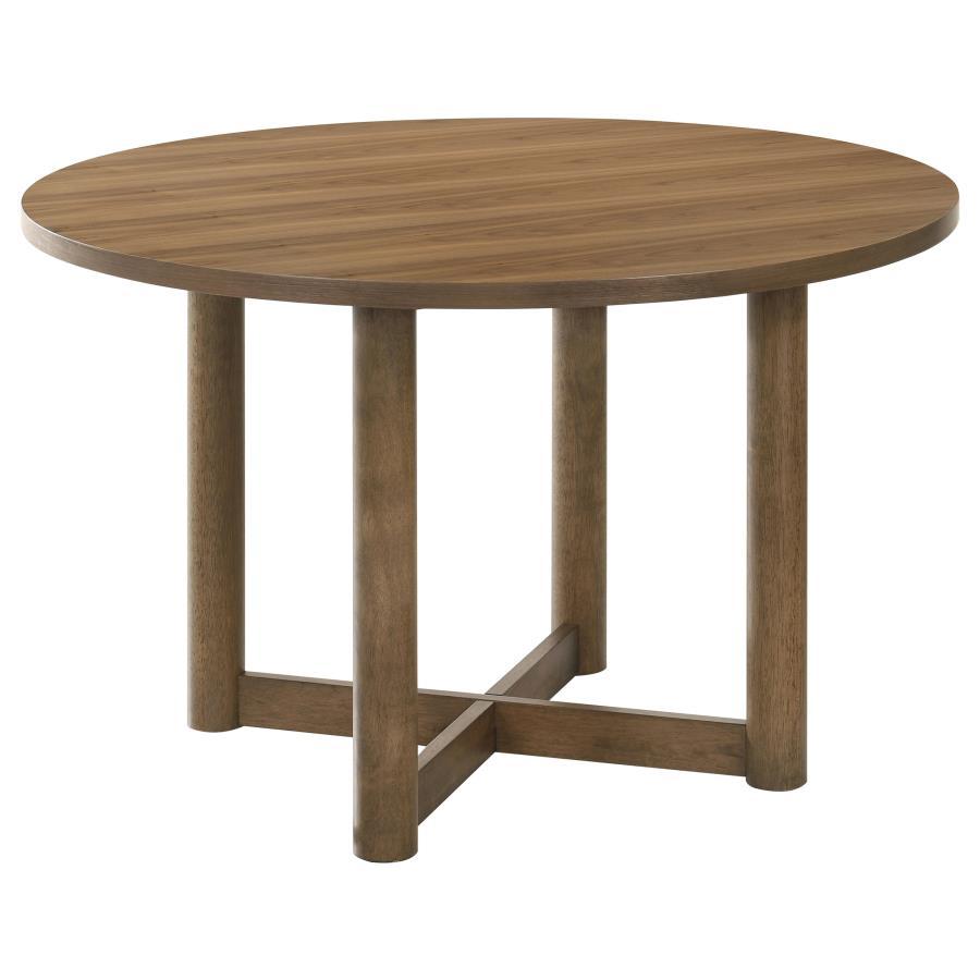 Crestmore - 5 Piece Round Wood Dining Table Set - Walnut 5 - Piece Dining Room Set modern furniture Contempo Furniture