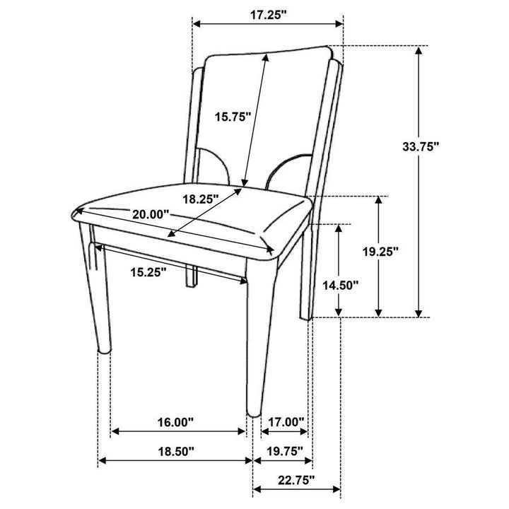 Crestmore - Dining Chair Upholstered Seat (Set of 2) - Walnut Chair Set modern furniture Contempo Furniture