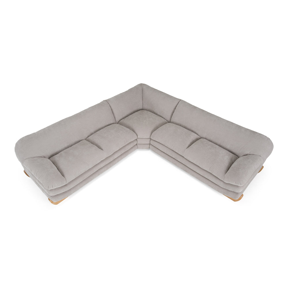 Crockett - Modern Light Grey Fabric Sectional Sofa - View 3