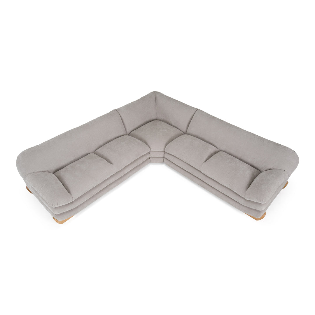 Crockett - Modern Light Grey Fabric Sectional Sofa