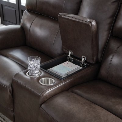 Crossplex Power Reclining Loveseat with Console - Dark Brown Reclining Loveseat modern furniture Contempo Furniture
