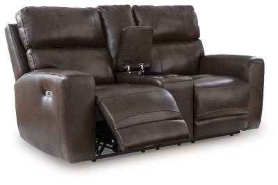 Crossplex Power Reclining Loveseat with Console - Dark Brown Reclining Loveseat modern furniture Contempo Furniture