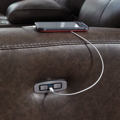 Crossplex Power Reclining Sofa - Dark Brown Reclining Sofa modern furniture Contempo Furniture