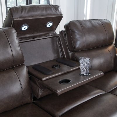 Crossplex Power Reclining Sofa - Dark Brown Reclining Sofa modern furniture Contempo Furniture