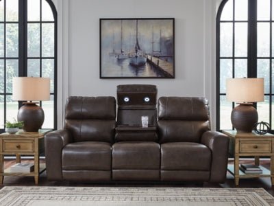 Crossplex Power Reclining Sofa - Dark Brown Reclining Sofa modern furniture Contempo Furniture