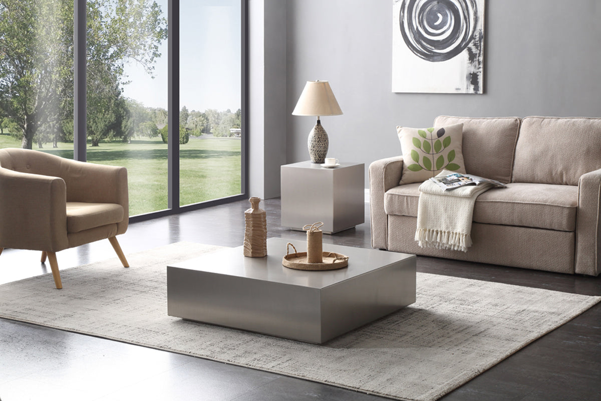 Anvil Modern Brushed Stainless Steel End Table