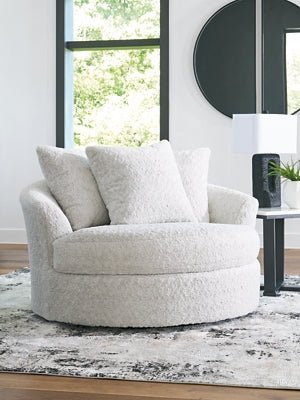 Cuddle Plush Oversized Swivel Accent Chair - White Swivel Chair modern furniture Contempo Furniture