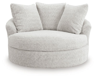Cuddle Plush Oversized Swivel Accent Chair - White Swivel Chair modern furniture Contempo Furniture