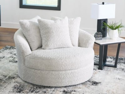 Cuddle Plush Oversized Swivel Accent Chair - White Swivel Chair modern furniture Contempo Furniture