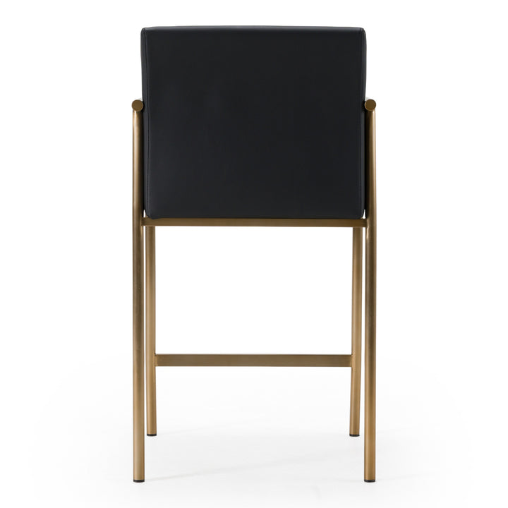 Custer - Modern Black Vegan Leather + Brass Counter Chair