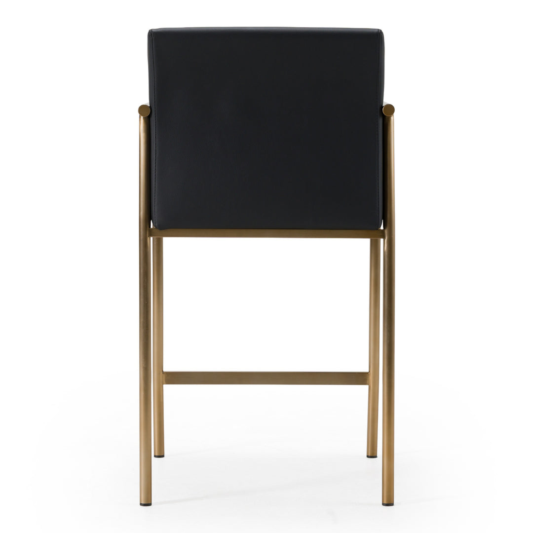 Custer - Modern Black Vegan Leather + Brass Counter Chair