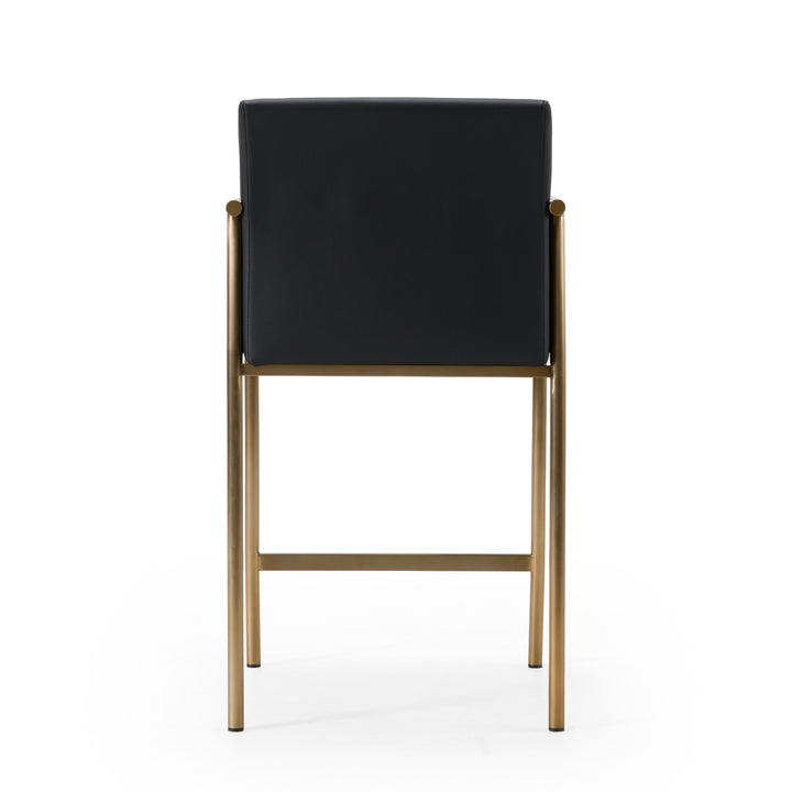 Custer - Modern Black Vegan Leather + Brass Counter Chair