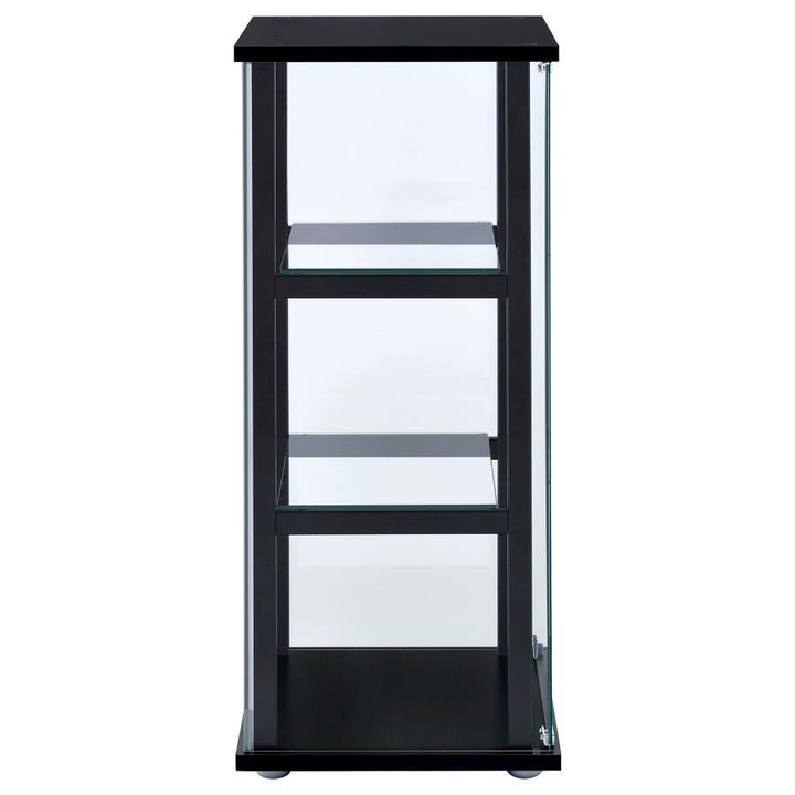 Cyclamen - 3 - Shelf Clear Glass Curio Display Cabinet - Black Curio Cabinet modern furniture Contempo Furniture