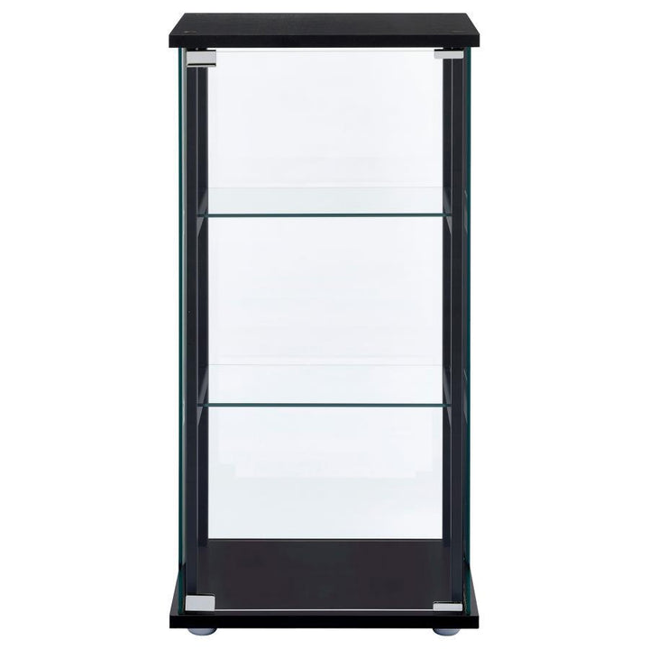 Cyclamen - 3 - Shelf Clear Glass Curio Display Cabinet - Black Curio Cabinet modern furniture Contempo Furniture