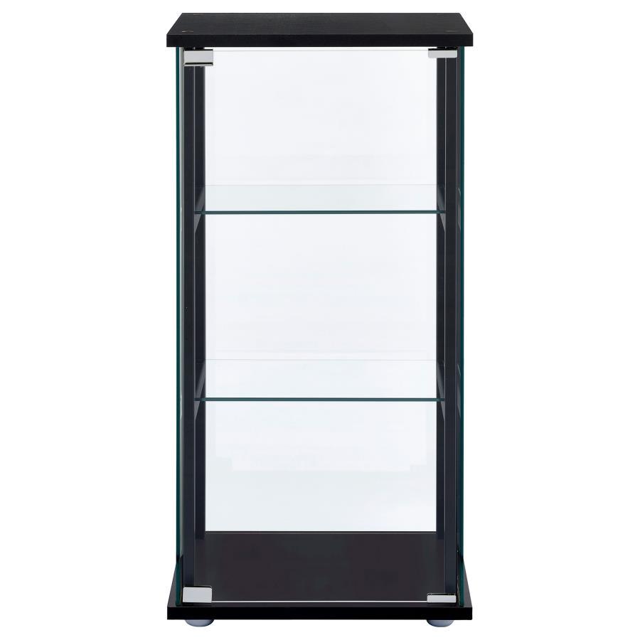Cyclamen - 3 - Shelf Clear Glass Curio Display Cabinet - Black Curio Cabinet modern furniture Contempo Furniture