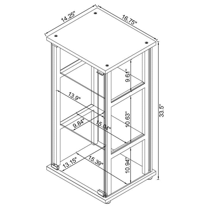 Cyclamen - 3 - Shelf Clear Glass Curio Display Cabinet - Black Curio Cabinet modern furniture Contempo Furniture