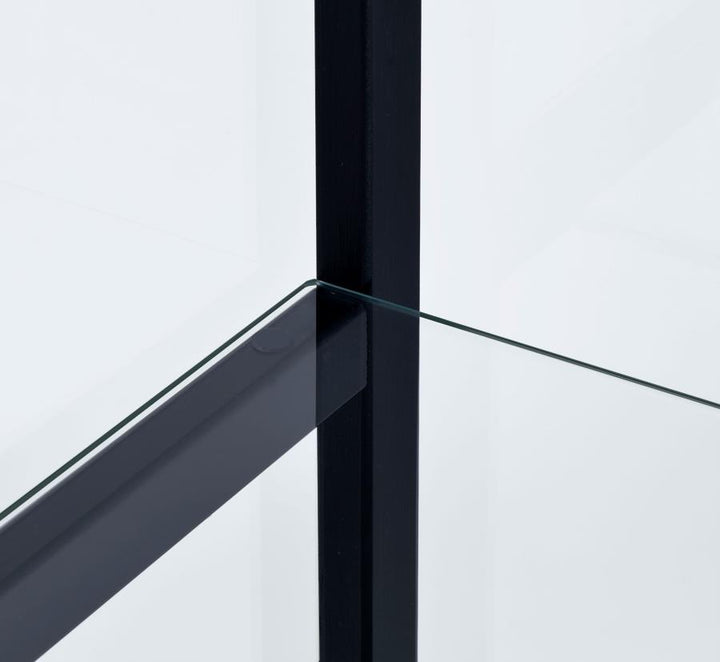 Cyclamen - 3 - Shelf Clear Glass Curio Display Cabinet - Black Curio Cabinet modern furniture Contempo Furniture