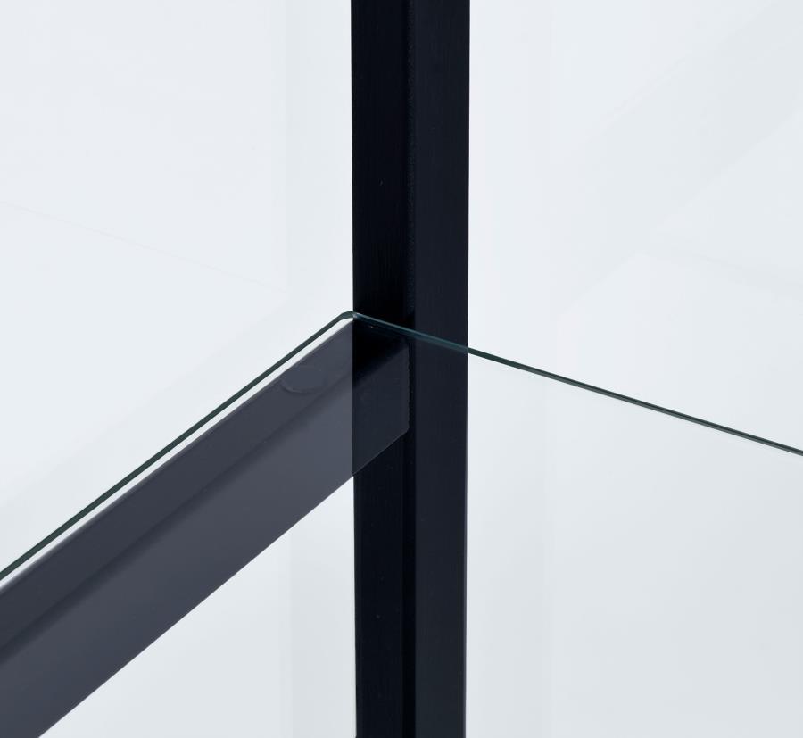 Cyclamen - 3 - Shelf Clear Glass Curio Display Cabinet - Black Curio Cabinet modern furniture Contempo Furniture