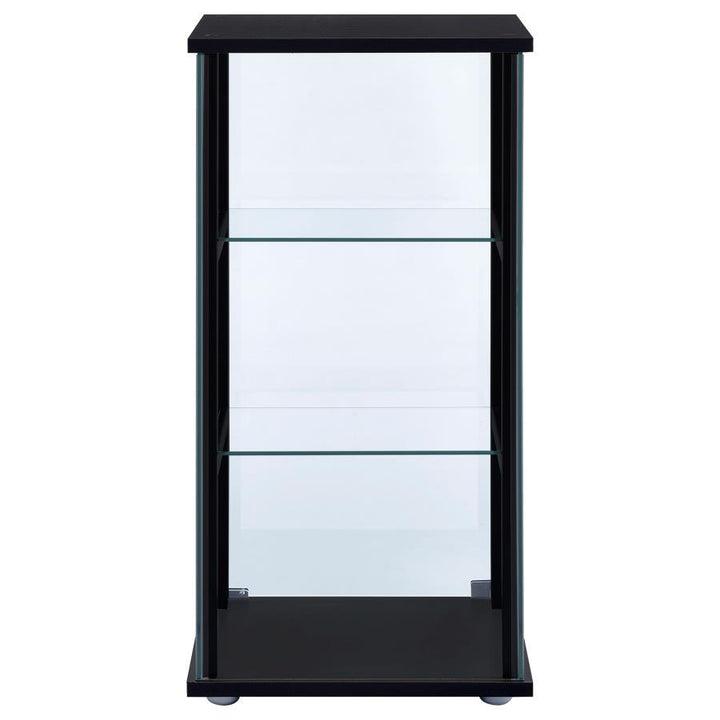 Cyclamen - 3 - Shelf Clear Glass Curio Display Cabinet - Black Curio Cabinet modern furniture Contempo Furniture