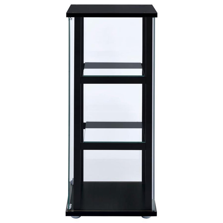 Cyclamen - 3 - Shelf Clear Glass Curio Display Cabinet - Black Curio Cabinet modern furniture Contempo Furniture