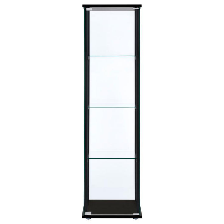 Cyclamen - 4 - Shelf Clear Glass Curio Display Cabinet - Black Curio Cabinet modern furniture Contempo Furniture
