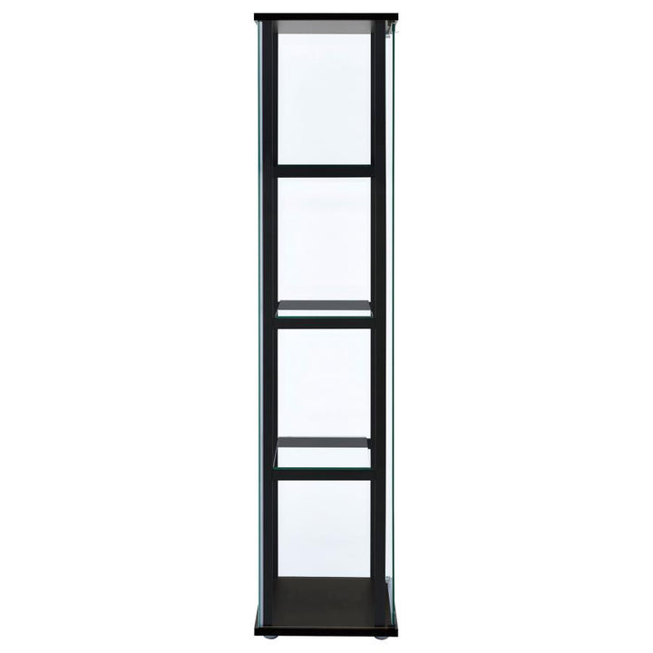 Cyclamen - 4 - Shelf Clear Glass Curio Display Cabinet - Black Curio Cabinet modern furniture Contempo Furniture