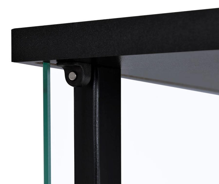 Cyclamen - 4 - Shelf Clear Glass Curio Display Cabinet - Black Curio Cabinet modern furniture Contempo Furniture