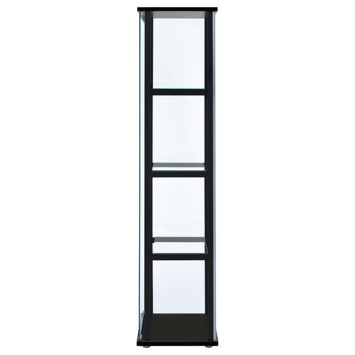 Cyclamen - 4 - Shelf Clear Glass Curio Display Cabinet - Black Curio Cabinet modern furniture Contempo Furniture