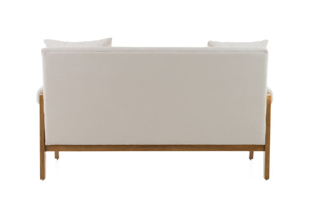 Cynthia  Modern White Fabric + Wood Loveseat