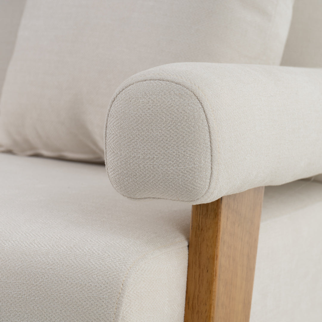Cynthia - Modern White Fabric + Wood Loveseat