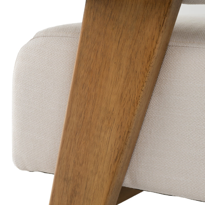 Cynthia  Modern White Fabric + Wood Loveseat