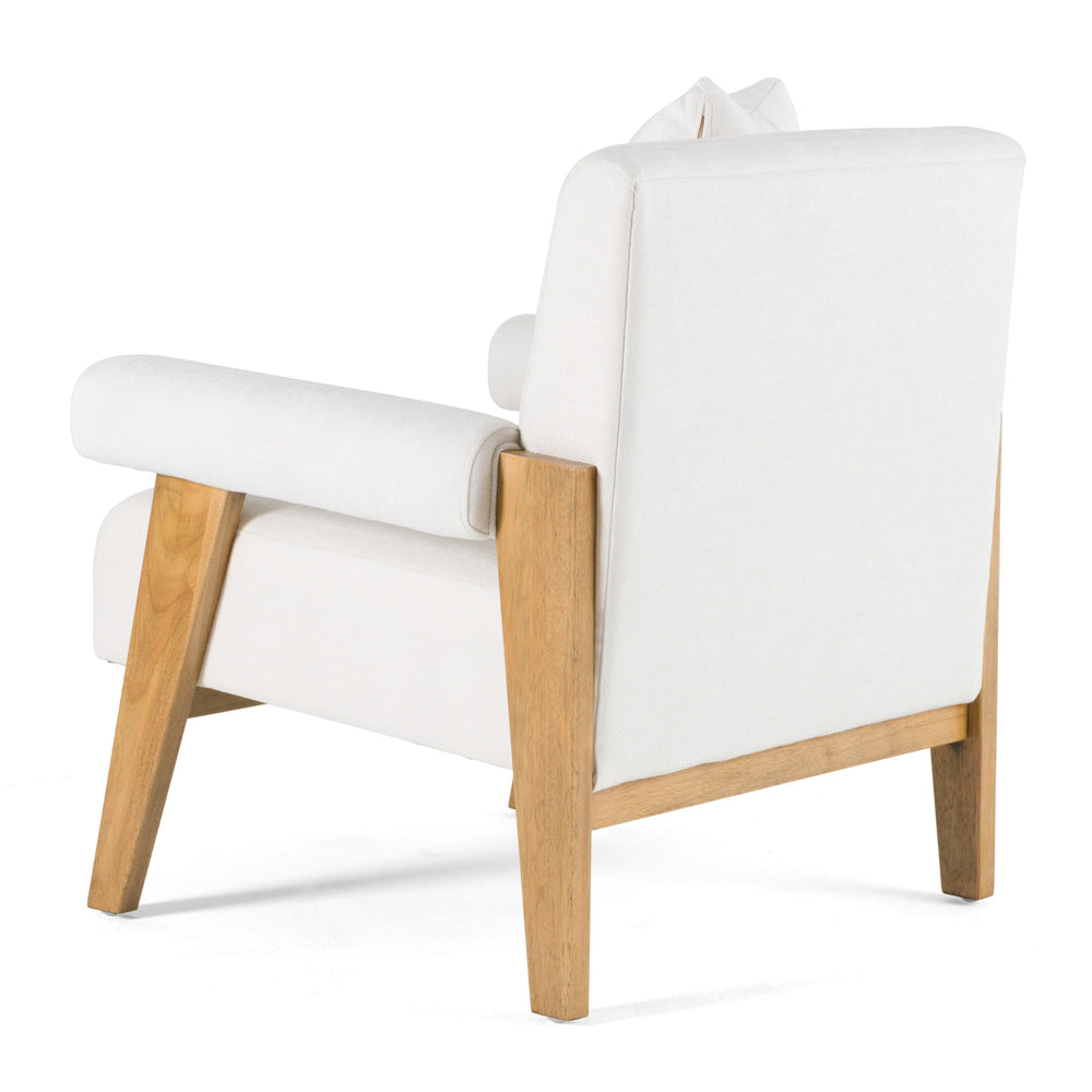 Cynthia - Modern White Fabric + Wood Accent Chair - View 5