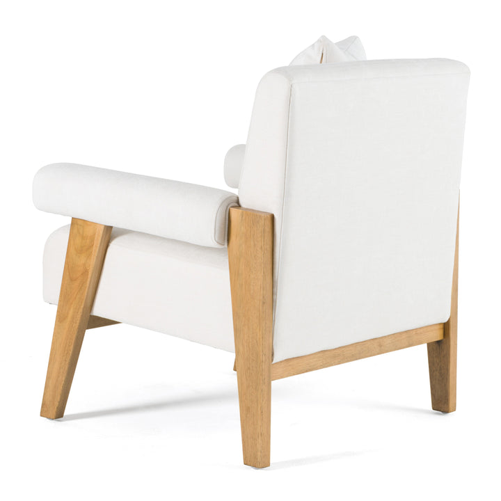 Cynthia  Modern White Fabric + Wood Accent Chair