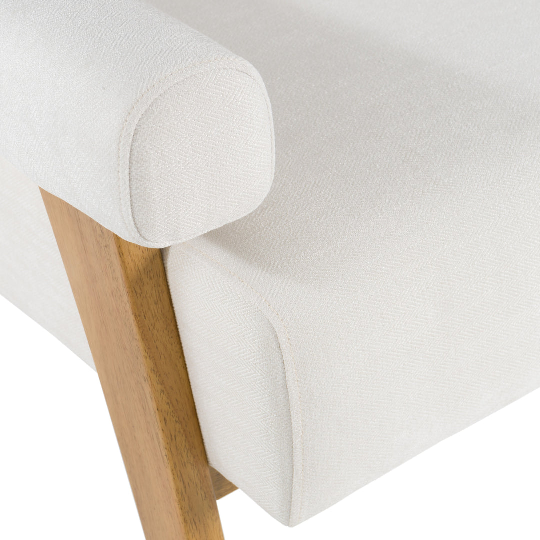 Cynthia - Modern White Fabric + Wood Accent Chair