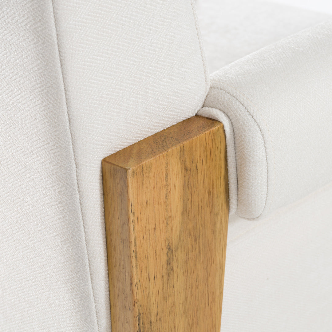 Cynthia - Modern White Fabric + Wood Accent Chair
