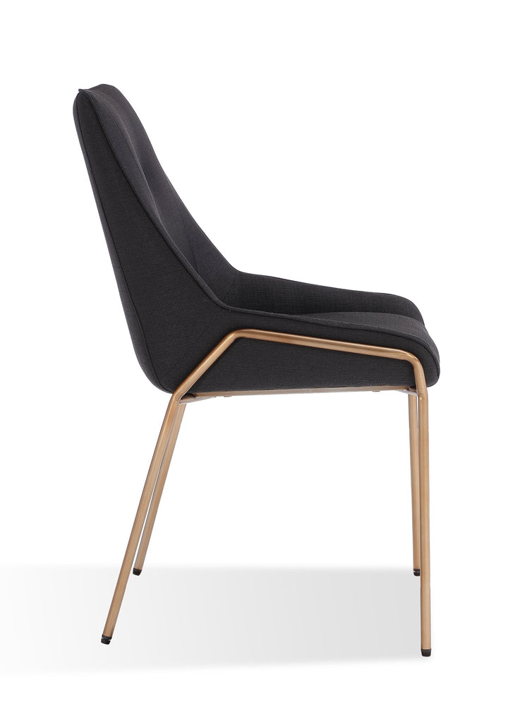 Cyrus Upholstered Dining Chair in Coal Fabric and Brushed Bronze Metal (Set of 2) Chair modern furniture Contempo Furniture