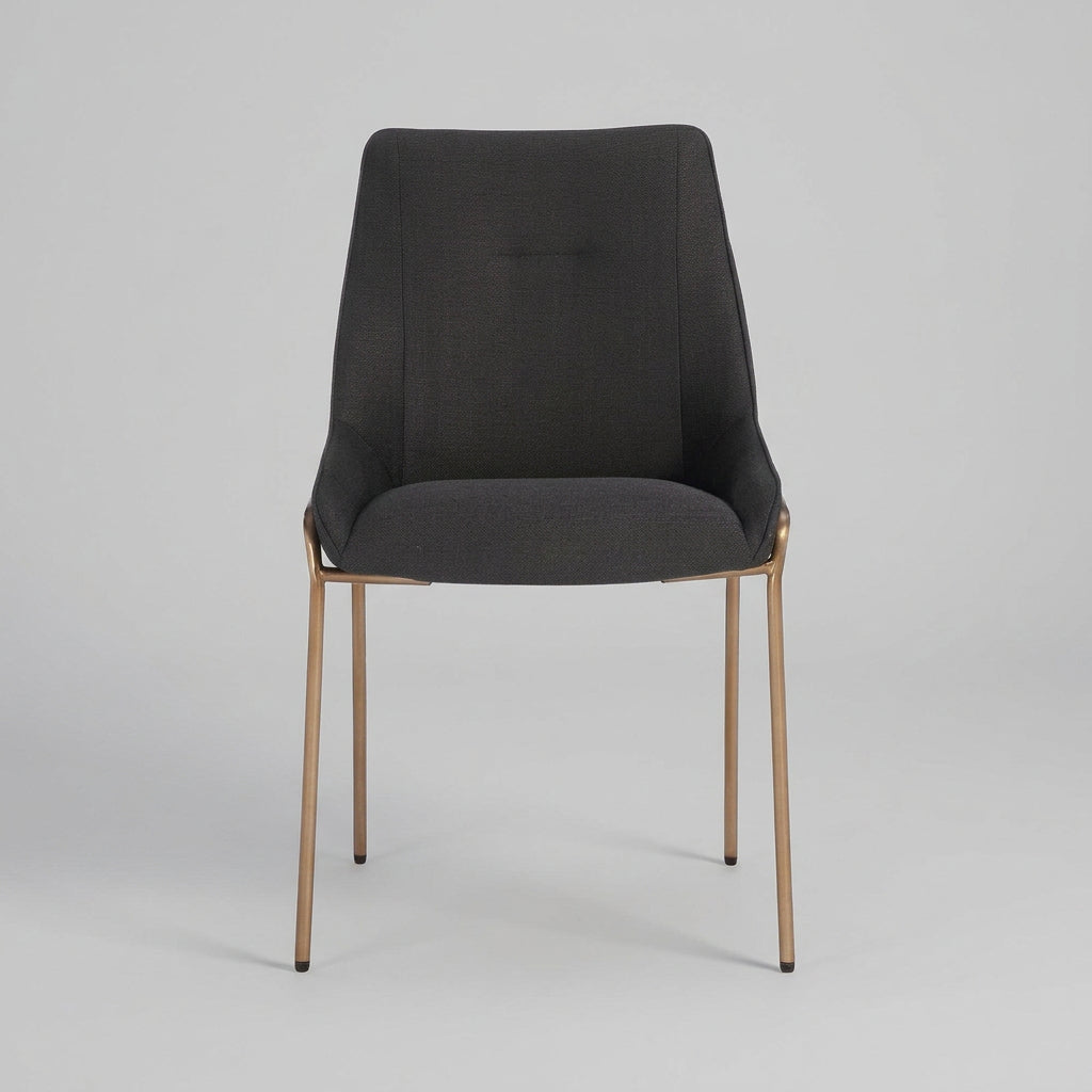 Cyrus Upholstered Dining Chair in Coal Fabric and Brushed Bronze Metal (Set of 2) Chair modern furniture Contempo Furniture