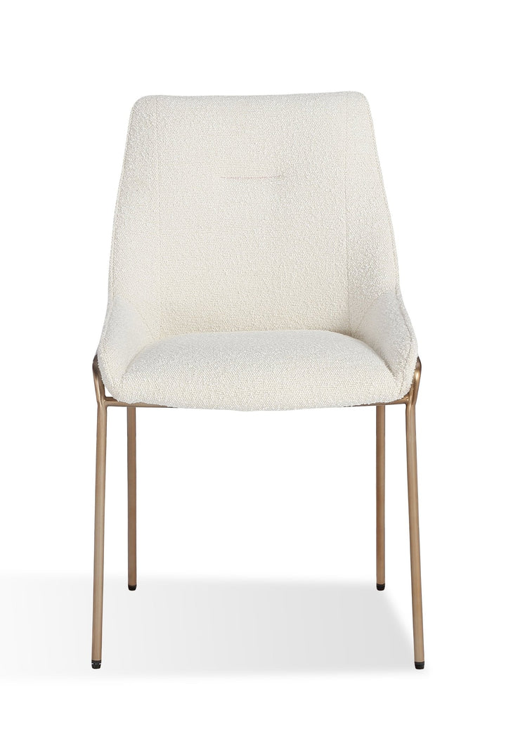 Cyrus Upholstered Dining Chair in Cottage Cheese Boucle and Brushed Bronze Metal (Set of 2) Chair modern furniture Contempo Furniture