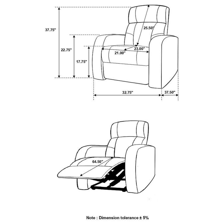 Cyrus - Upholstered Track Arm Recliner - Black Reclining Chair modern furniture Contempo Furniture