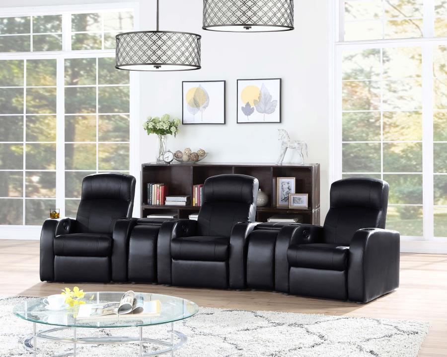 Cyrus - Upholstered Track Arm Recliner - Black Reclining Chair modern furniture Contempo Furniture