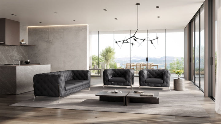 DivanItalia 970 Italian Leather Dark Gray Sofa