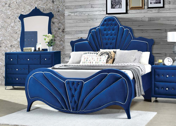 Dante - Eastern King Bed - Blue Velvet
