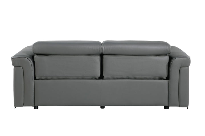 DivanItalia 1126 Power Reclining Sofa in Top Grain Italian Leather with 2 Power Recliners &amp; Power Headrests - Dark Gray