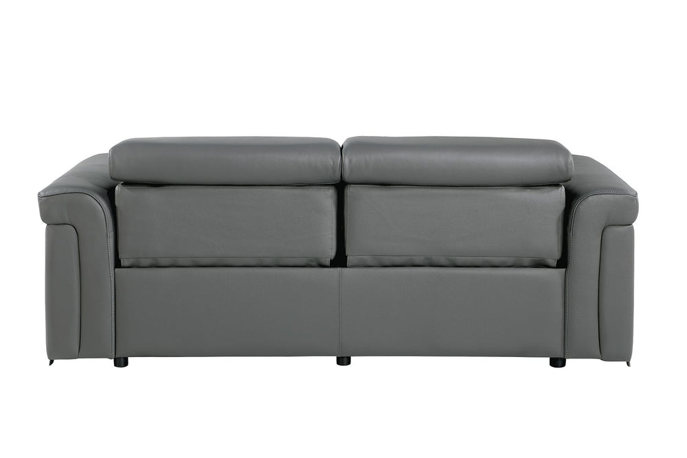DivanItalia 1126 Power Reclining Sofa in Top Grain Italian Leather with 2 Power Recliners & Power Headrests - Dark Gray