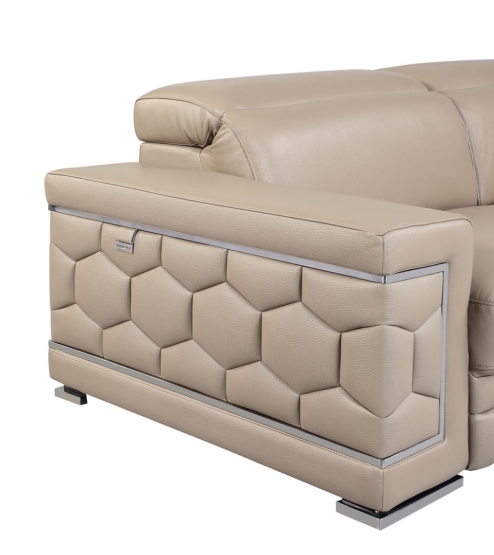 DivanItalia 692 Chair with Adjustable Headrest in Top-Grain Italian Leather - Beige