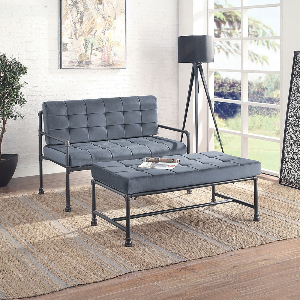Brantley - Loveseat - Gray Velvet & Sandy Gray