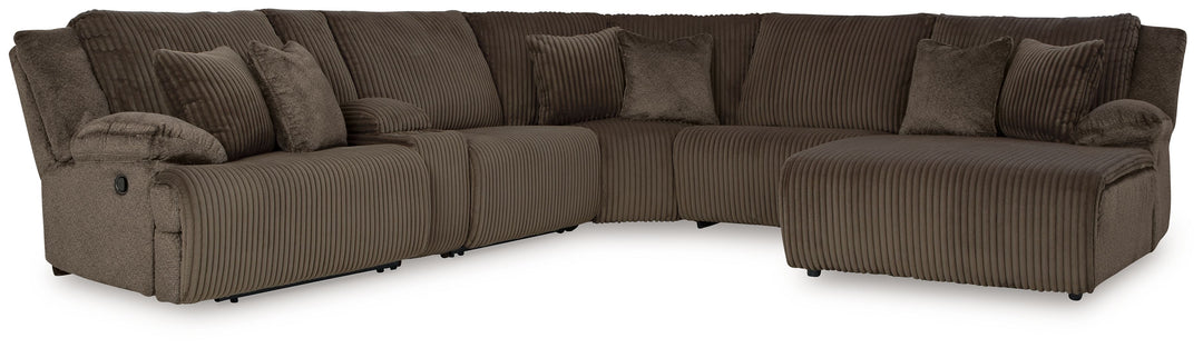 Top Tier - 6-Piece Reclining Sectional With Raf Press Back Chaise - Chocolate by Ashley Furniture product image